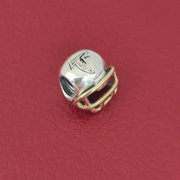 Pandora Atlanta Falcons NFL Football Helmet Charm 14K Gold and S925 Silver - Picture 2 of 9